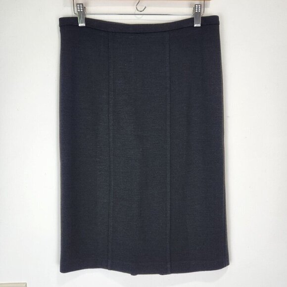 Armani Collezioni Pencil Skirt 6 Black Wool Blend Italian Knit Ruffle Back - Picture 1 of 9